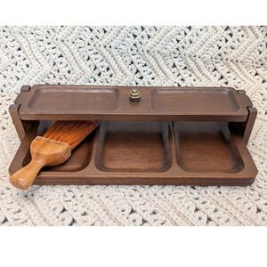 Swank Vintage Wood Dresser Valet Jewelry Coin Wallet Tray Organizer Japan MCM